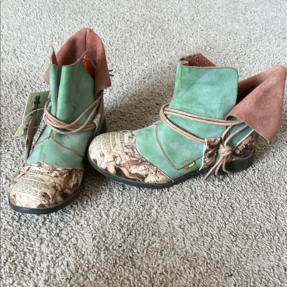 Unique Green and Brown Women's Ankle Boots